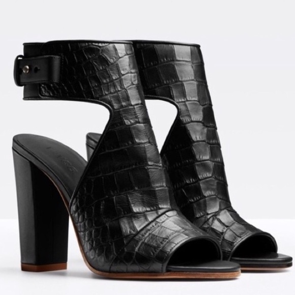 SOLDVince Addie Stamped Croc Peep-Toe Bootie Heels - Picture 8 of 8